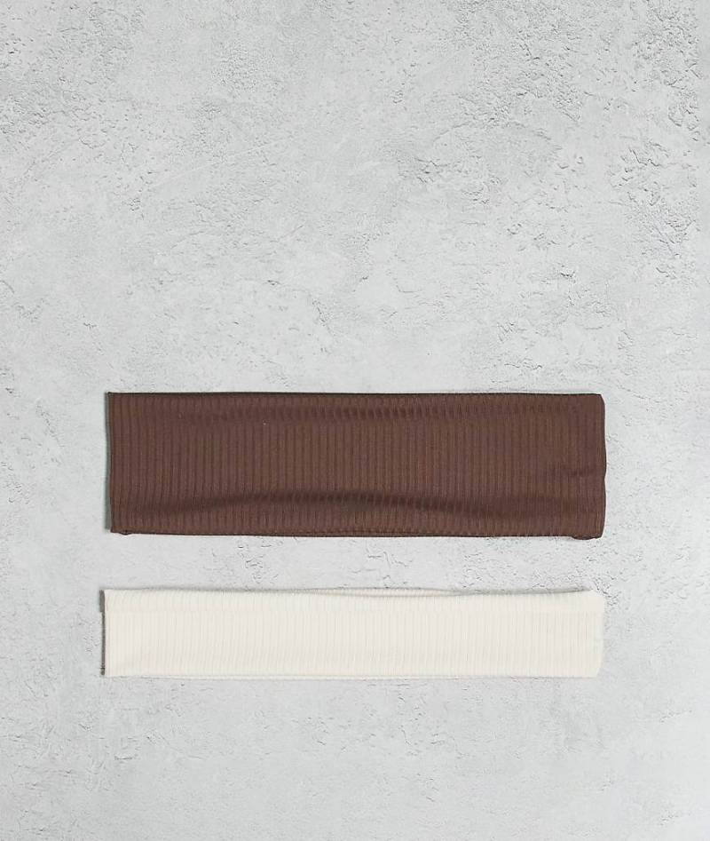 Accessorize - 2er-Pack gerippte Haarbänder in neutralen Farben-Braun von Accessorize