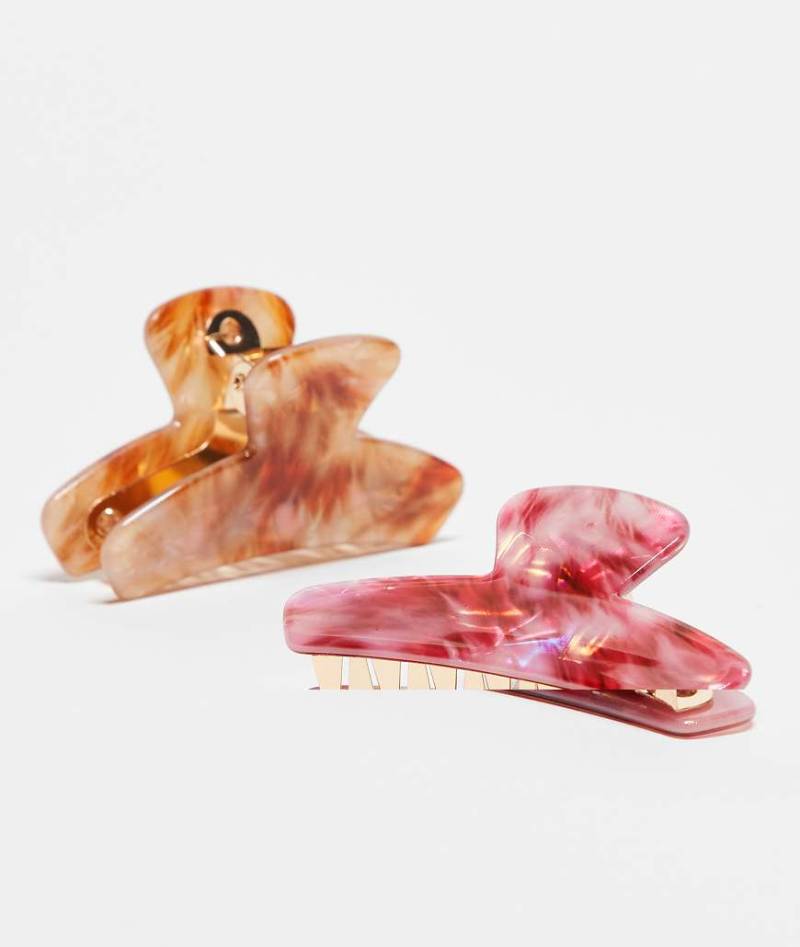 Accessorize - 2er-Pack mehrfarbige Haarspangen aus marmoriertem Kunstharz-Bunt von Accessorize