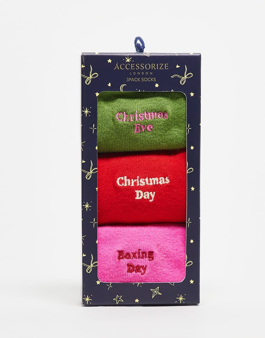Accessorize - 3er-Pack Socken in verschiedenen Farben mit Slogan-Bunt von Accessorize