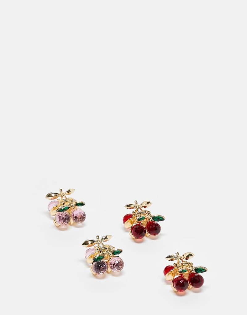 Accessorize - 4er-Pack Kirsch-Haarklammern in Rot von Accessorize