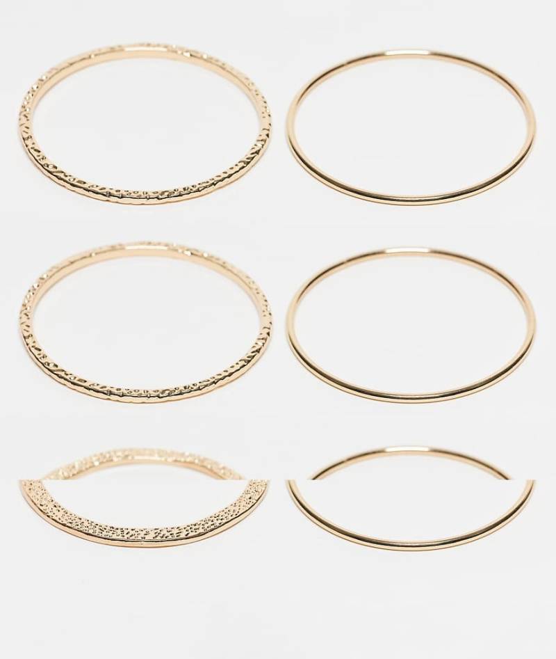 Accessorize - 6er-Pack Armreife in Gold mit verschiedenen Designs-Goldfarben von Accessorize