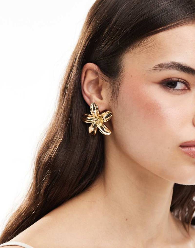Accessorize - Auffällige Lotus-Ohrringe in Goldoptik-Goldfarben von Accessorize