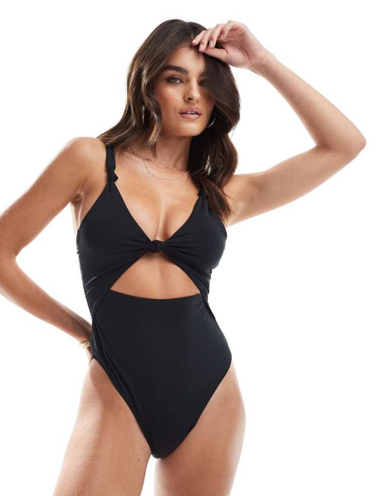 Accessorize - Badeanzug in Schwarz mit Zierausschnitt und Strickdetail von Accessorize