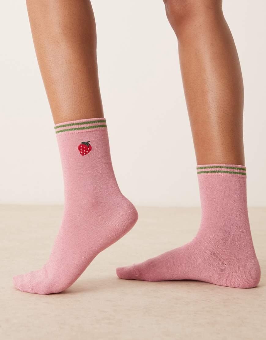 Accessorize - College-Socken in Rosa mit Erdbeermuster von Accessorize