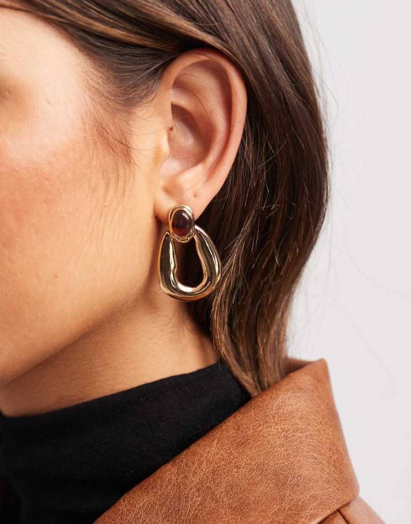 Accessorize - Goldfarbene Ohrringe im Türklopferdesign mit Schmuckstein Accessorize - Goldfarbene Ohrringe im Türklopferdesign mit Schmuckstein von Accessorize