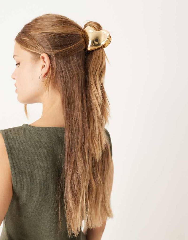 Accessorize - Große herzförmige Haarspange aus Metall in Gold-Goldfarben von Accessorize