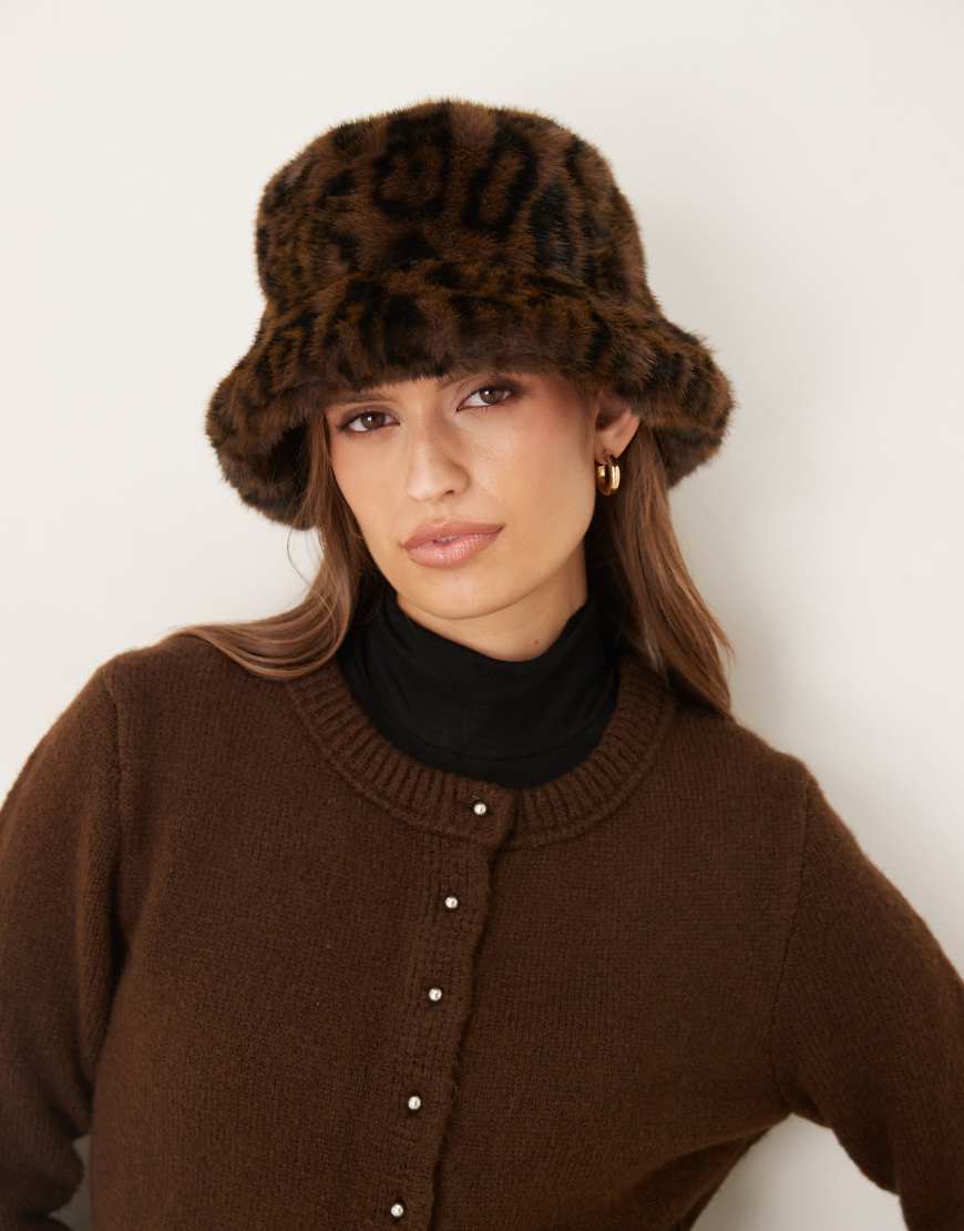 Accessorize - Hut aus Pelz mit mehrfarbigem Leopardenmuster-Brown von Accessorize