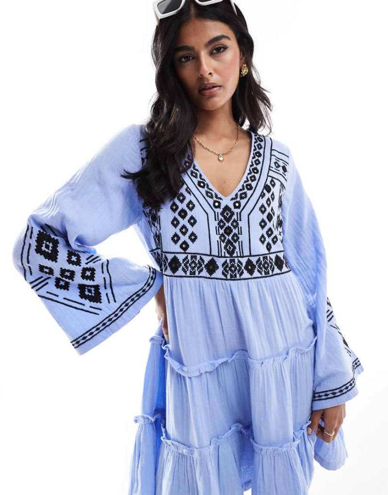 Accessorize - Kurzer Strand-Kaftan in Blau von Accessorize