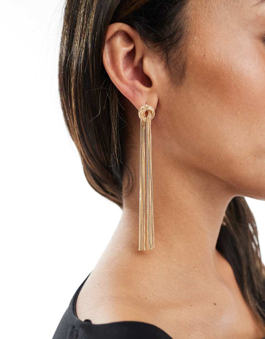 Accessorize - Lange, fließende Hängeohrringe in Goldoptik mit Knotendetail-Goldfarben von Accessorize