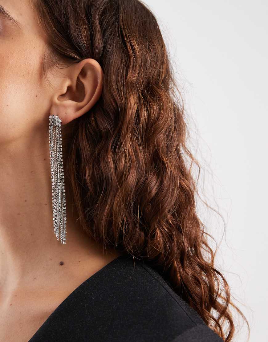 Accessorize - Lange Ohrringe in Silber mit Knoten- und Kesselkettendesign von Accessorize