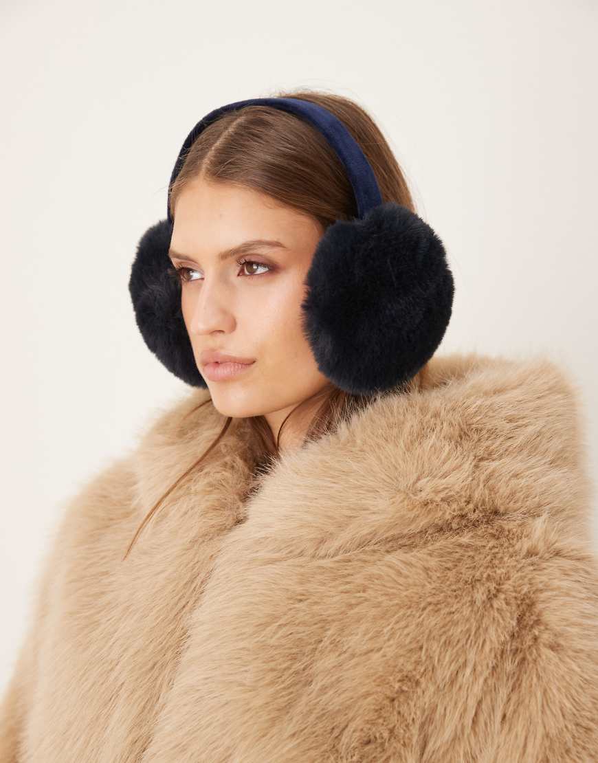 Accessorize - Luxe - Ohrenschützer aus Kunstpelz in Marineblau von Accessorize