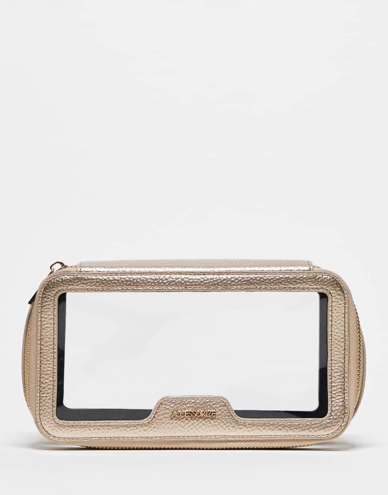 Accessorize - Make-up- und Kulturbeutel in Transparent und Goldoptik-Goldfarben von Accessorize
