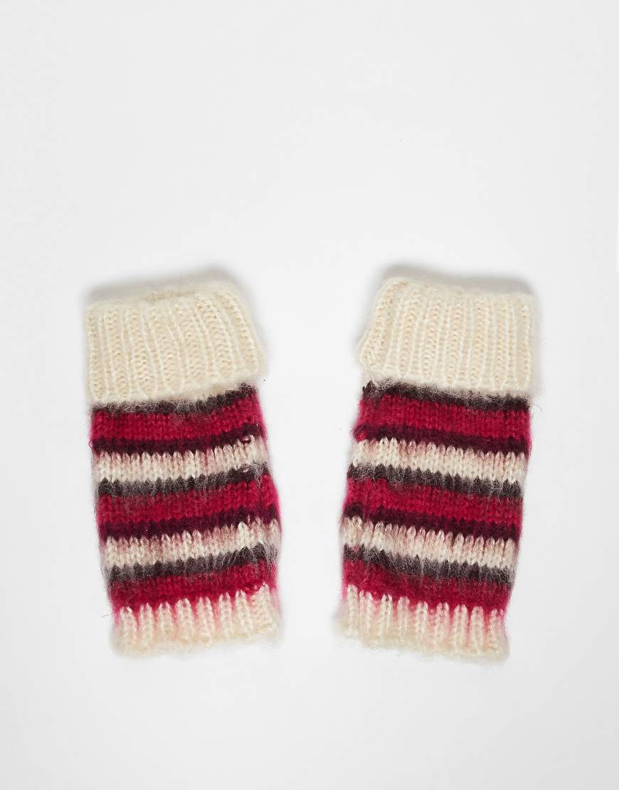 Accessorize - Mehrfarbig gestreifte, fingerlose Handschuhe aus angerautem Material-Bunt von Accessorize