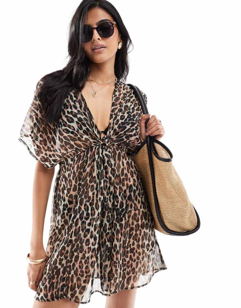 Accessorize - Mehrfarbiger Strand-Kaftan mit Leopardenmuster-Bunt von Accessorize