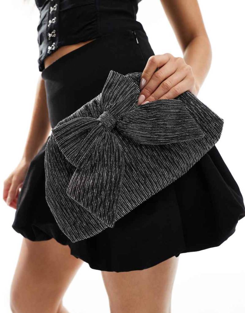 Accessorize - Metallic-Clutch in Silber mit Schleife von Accessorize