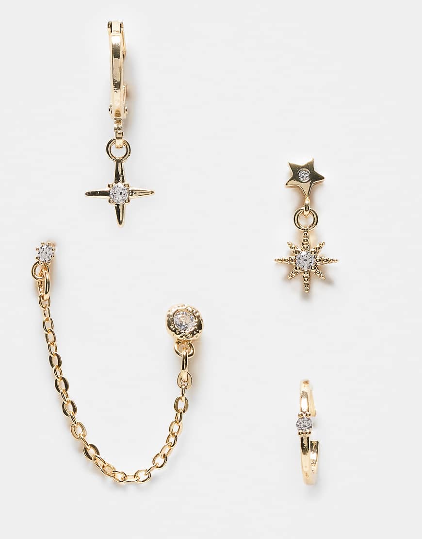 Accessorize - Multipack Stern-Ohrringe in Gold-Optik-Goldfarben von Accessorize