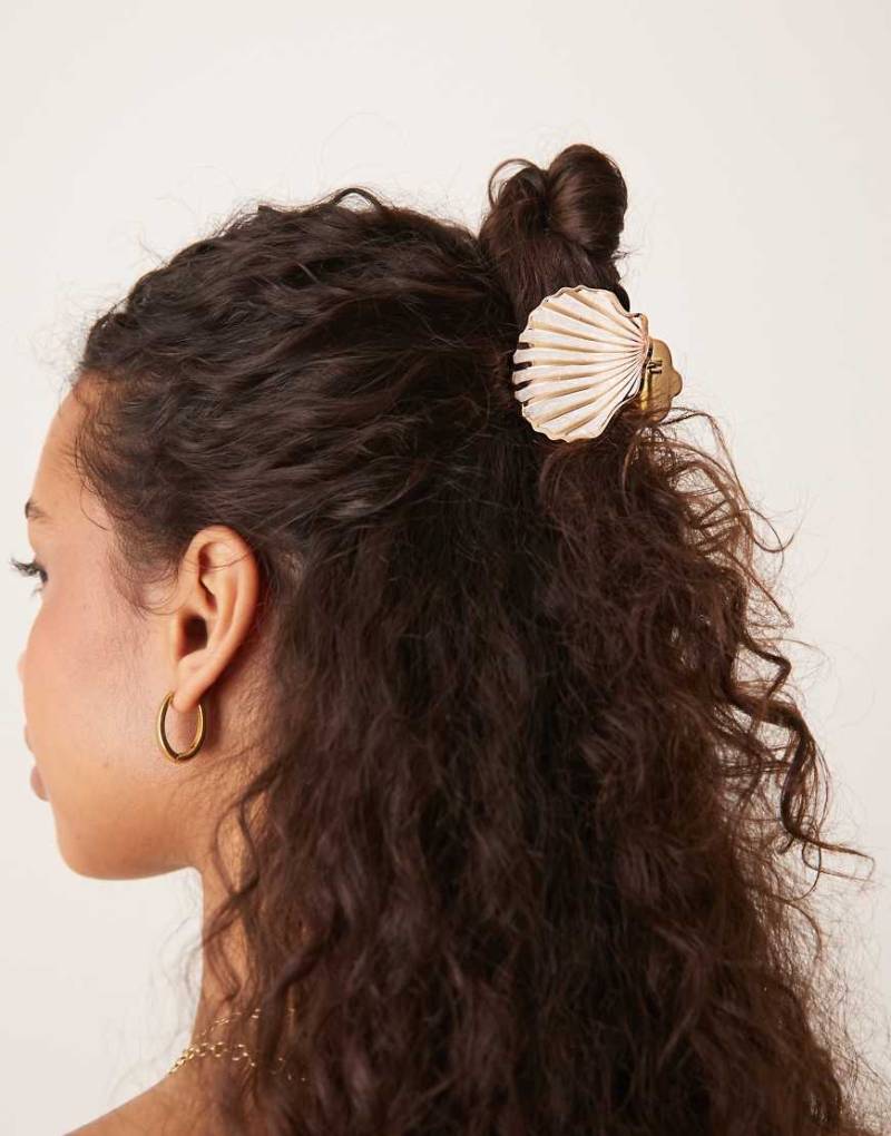 Accessorize - Muschel-Haarklammer in Gold-Optik-Goldfarben von Accessorize