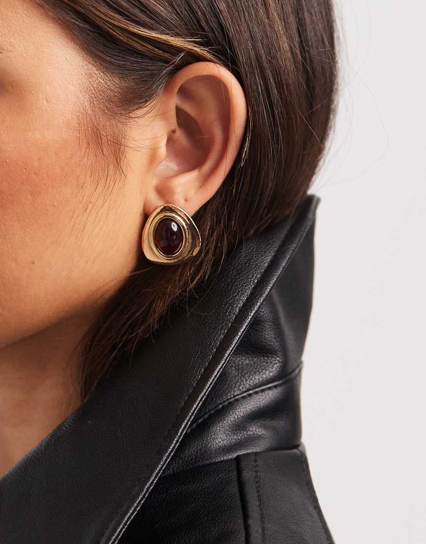 Accessorize - Ohrstecker im Vintage-Stil mit braunem Schmuckstein-Brown von Accessorize