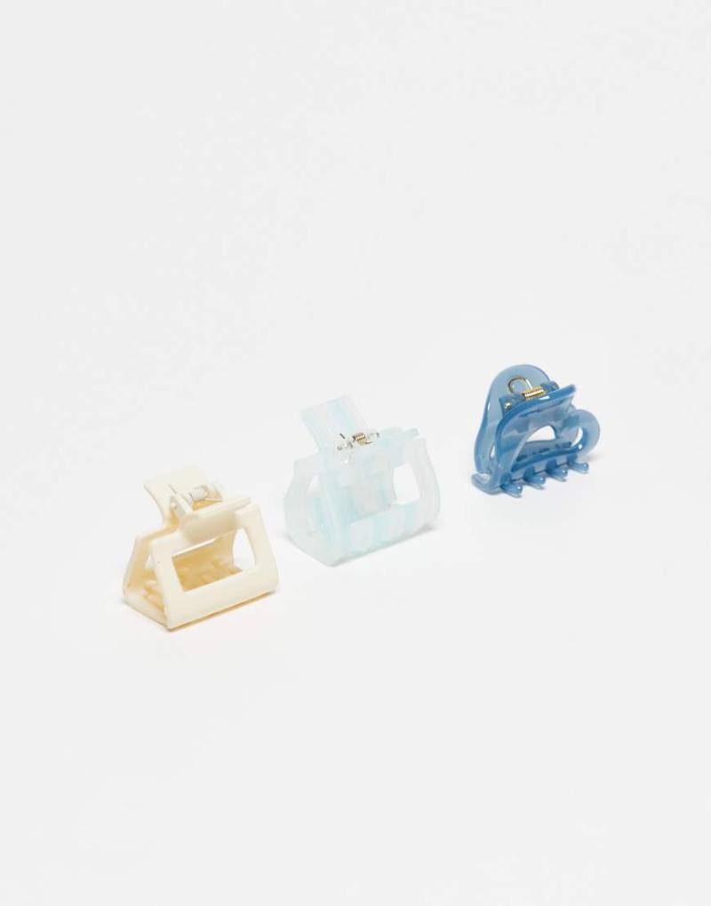 Accessorize - 3er-Pack Mini-Haarspangen aus Kunstharz in Blau von Accessorize
