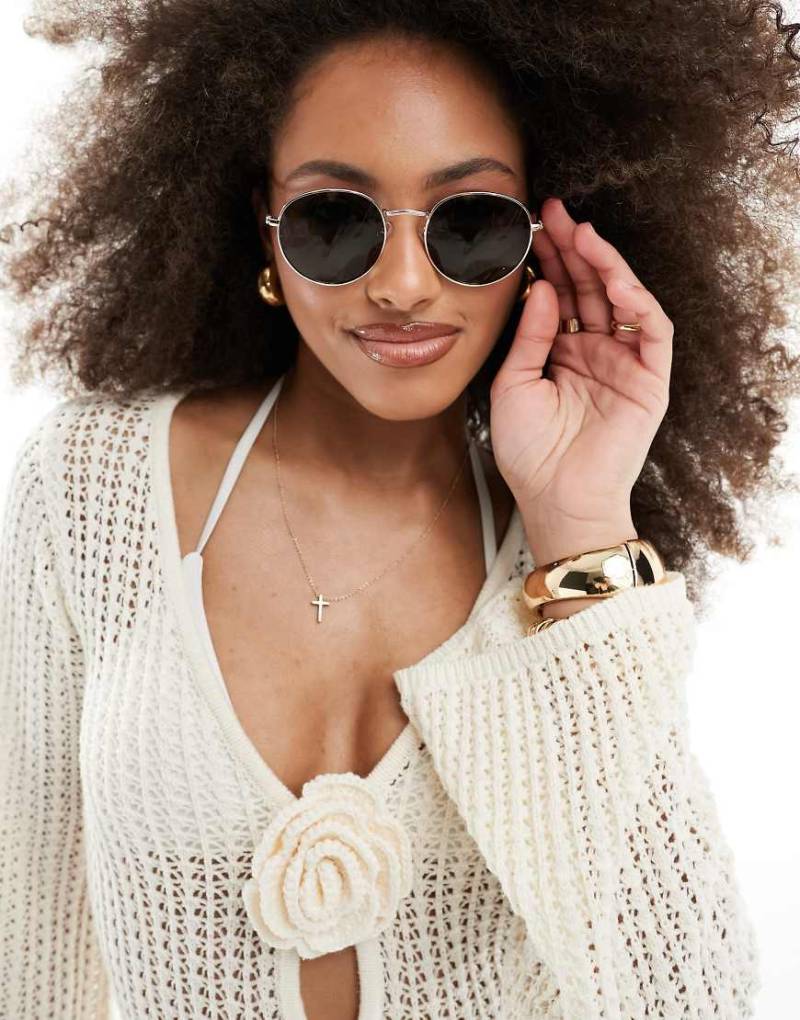 Accessorize - Runde Metallsonnenbrille in Gold-Goldfarben von Accessorize
