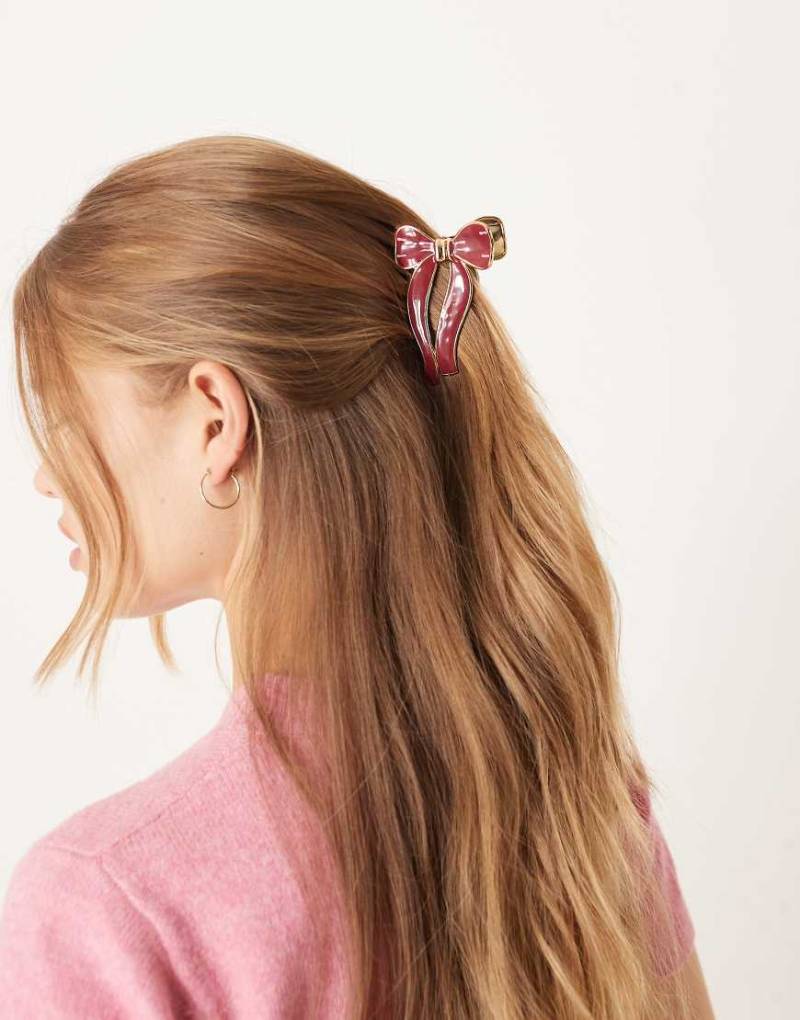 Accessorize - Schleifenförmige Haarspange aus Emaille in Burgunderrot von Accessorize