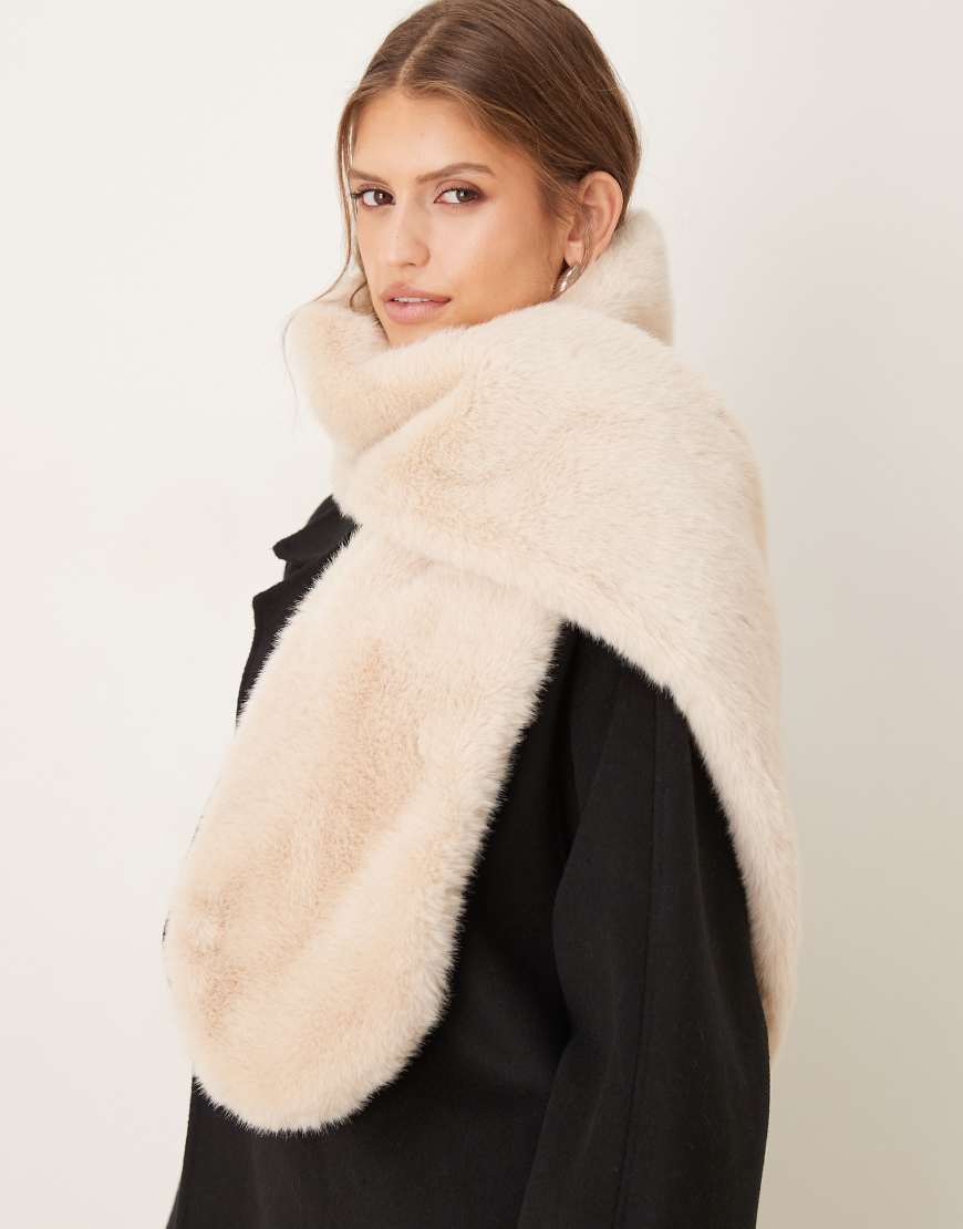 Accessorize - Schmaler Stola-Schal aus Kunstpelz in Beige-Neutral von Accessorize