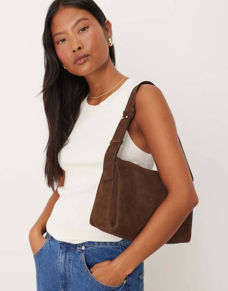 Accessorize - Schultertasche aus Wildleder in Schokobraun-Brown von Accessorize