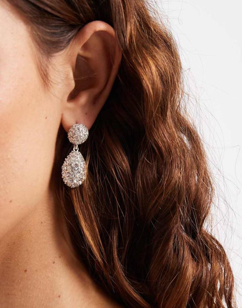 Accessorize - Selene - Glitzernde Ohrringe in Silberoptik mit doppeltem Anhänger von Accessorize