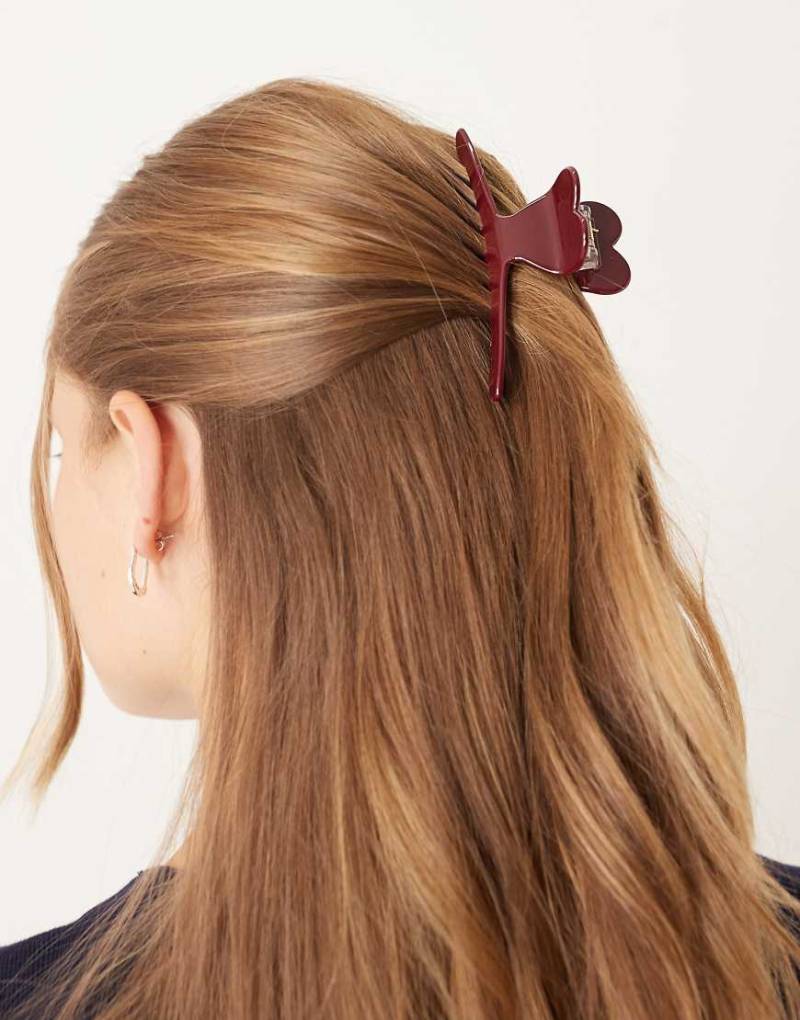 Accessorize - Sophie - Herzförmige Haarspange in Burgunderrot von Accessorize