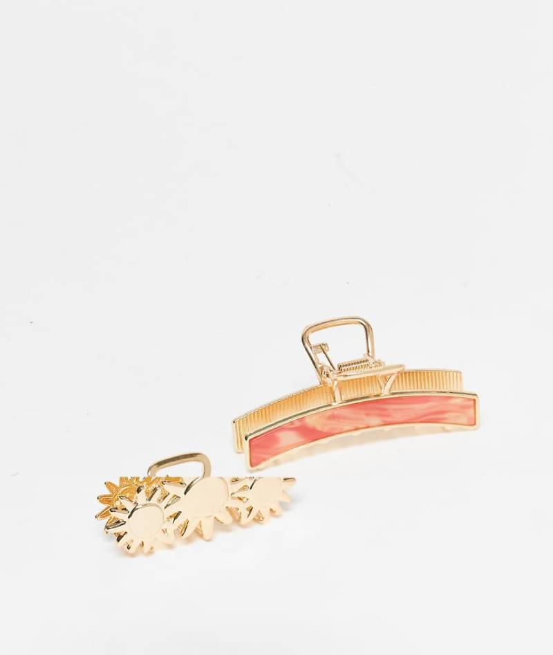 Accessorize - Sundowner - 2er-Pack Haarklammern aus Metall in Gold-Goldfarben von Accessorize