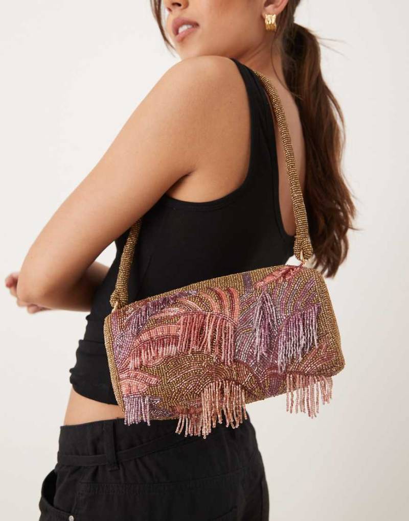 Accessorize - Tasche in Goldoptik mit Perlenbesatz-Goldfarben von Accessorize