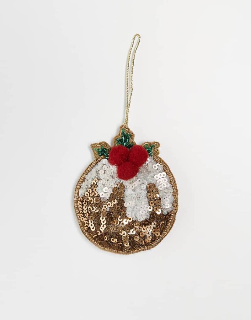 Accessorize - Verzierter Weihnachtsbaumschmuck in braunem Weihnachtspudding-Design von Accessorize