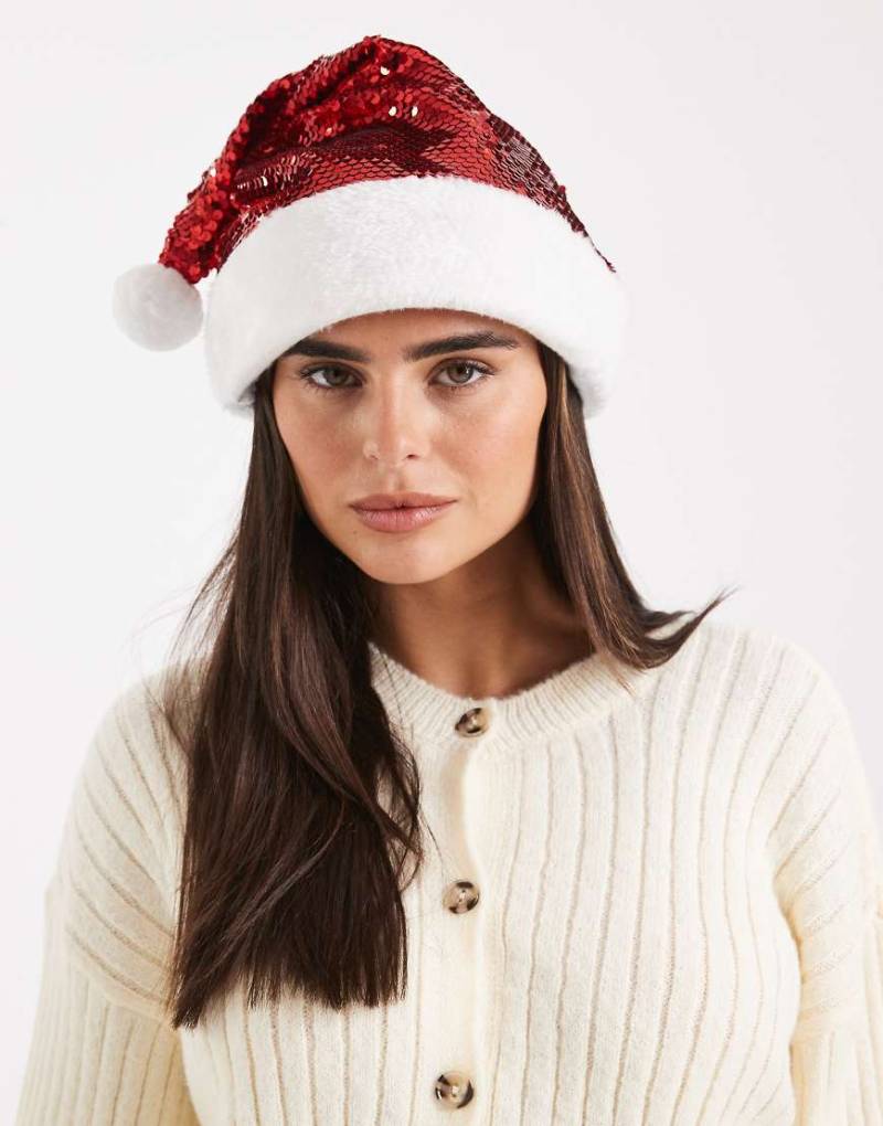 Accessorize - Weihnachten - Weihnachtsmannmütze mit Paillettenbesatz in Rot von Accessorize