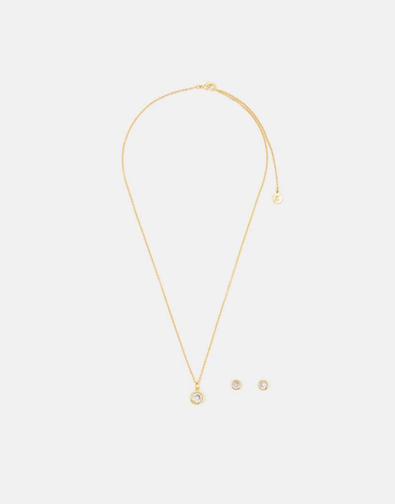 Accessorize - Z - Geschenkset mit Ohrsteckern und Halskette mit Anhänger mit Schmucksteinen und 14-Karat-Vergoldung-Goldfarben Accessorize - Z - Geschenkset mit Ohrsteckern und Halskette mit Anhänger mit Schmucksteinen und 14-Karat-Vergoldung-Goldfarben von Accessorize