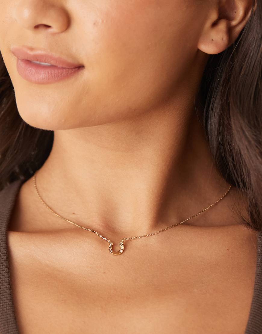 Accessorize - Z - Halskette mit Hufeisen-Anhänger und 14-Karat-Vergoldung-Goldfarben von Accessorize