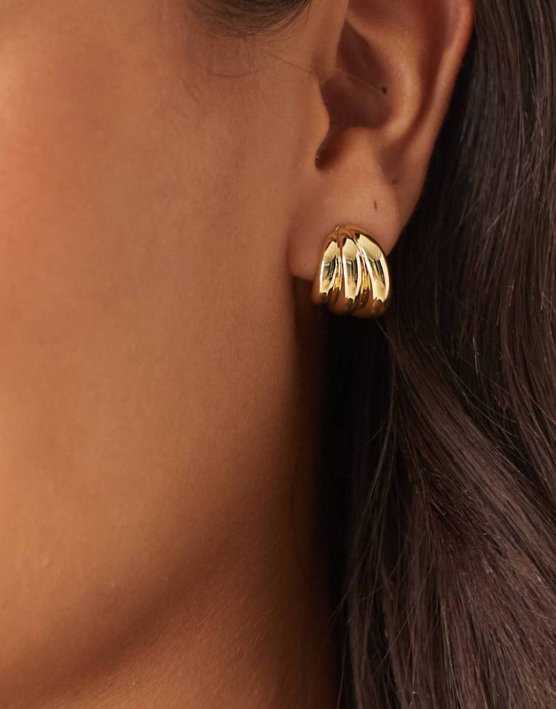 Accessorize - Z - Ohrstecker mit 14-Karat Vergoldung und geriffeltem Design-Goldfarben von Accessorize