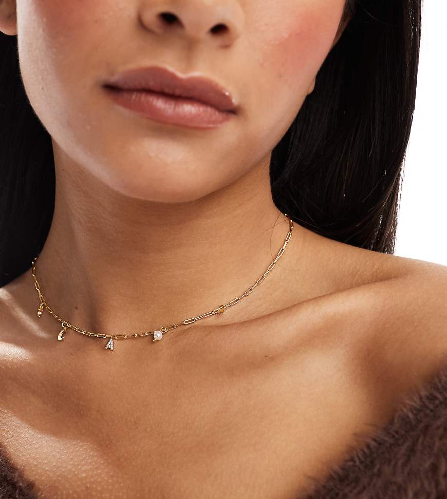 Accessorize Z - Vergoldete Halskette in Gold mit „A"- und Himmelskörper-Anhängern-Goldfarben von Accessorize