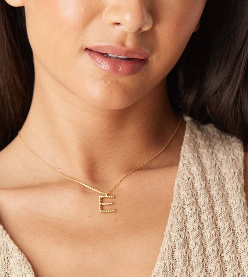 Accessorize - Z - Halskette mit verdrehter „E"-Initiale und 14-Karat-Vergoldung-Goldfarben von Accessorize
