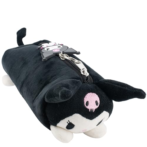 AI ACCESSORY INNOVATIONS Kuromi Weiche Plüsch Multifunktions-Aufbewahrungskoffer Hello Kitty Plüschtasche Charm mit 3D-Funktionen, Schwarz von Accessory Innovations