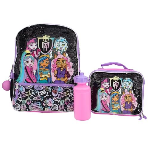 AI ACCESSORY INNOVATIONS Mädchen und Jungen Kleinkind Vorschule 4-teiliges Rucksack-Set Kinder 40,6 cm, Monster High, Large, Rucksack-Set von Accessory Innovations