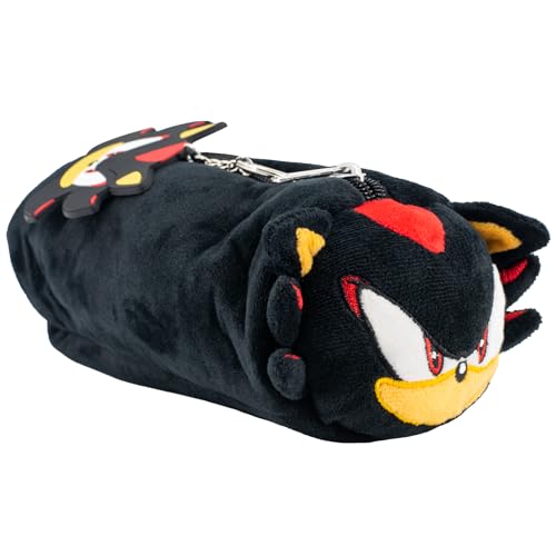 AI ACCESSORY INNOVATIONS Shadow Soft Plush Multifunktions-Aufbewahrungskoffer, Sonic The Hedgehog Plüschtasche mit 3D-Funktionen, Schwarz von Accessory Innovations