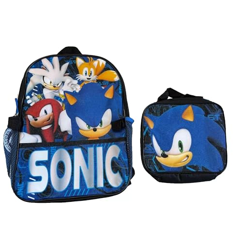 AI ACCESSORY INNOVATIONS Sonic the Hedgehog Rucksack und Lunchtasche Set – 2-teiliges Schulset für Kinder – robuster Rucksack mit isolierter abnehmbarer Lunchbox – Sonic Character Design für Jungen von Accessory Innovations