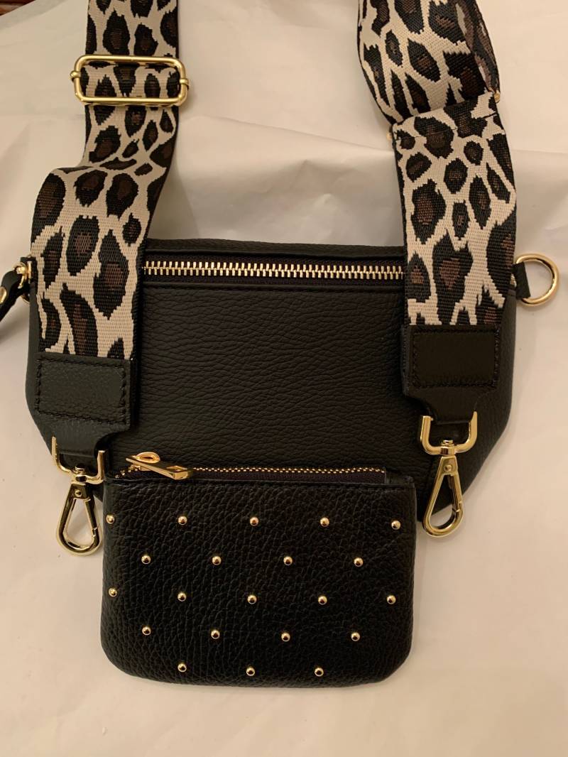 Set Leder Bauchtasche Umhängetasche Mit Goldenen Details Zusätzlichem Taschengurt & Kleinem Portmonee Neu von AccessoryAndBags