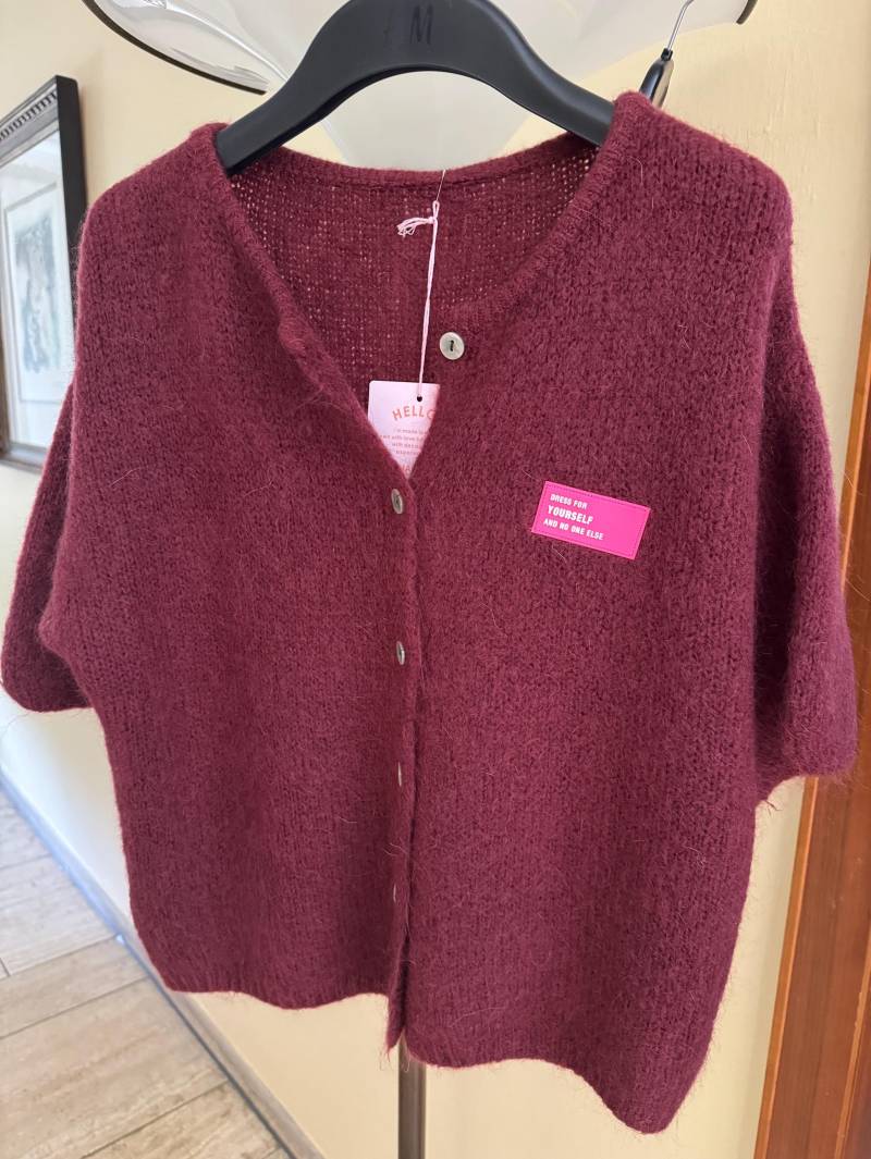 Superweiche Kurzarm Mohair Strickjacke Weste Mit Dress Yourself Patch Gr. Os 36 38 40 von AccessoryAndBags