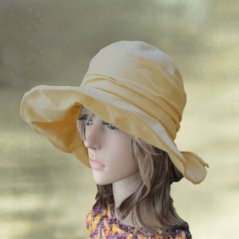 Beige Krempe Cloche Hat - Sommer Sonnenhut von AccessoryArty