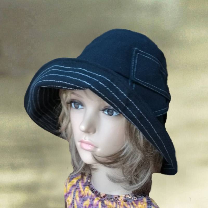 Breiter Rand Baumwolle Sonnenhut - Schwarzer Sommer Reisehut von AccessoryArty