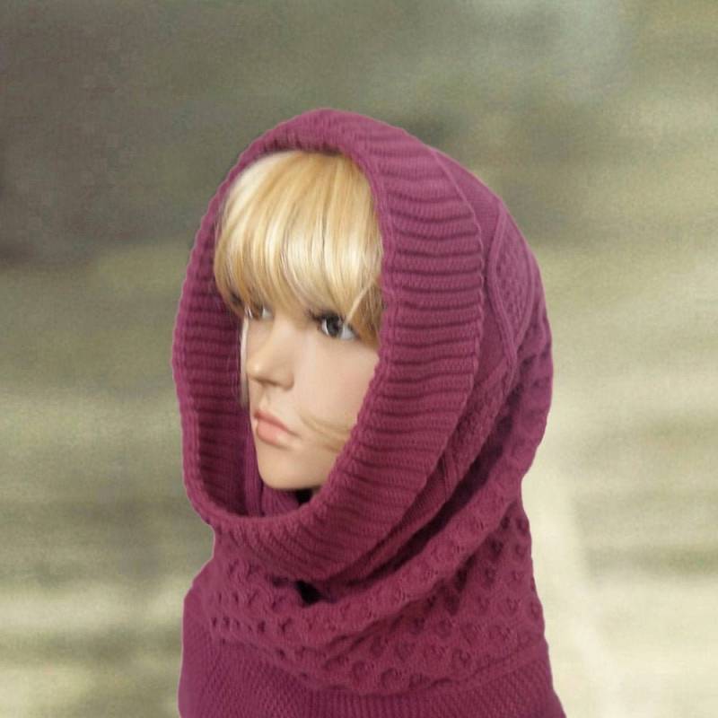 Gestrickter Kapuzen-Schal Woll-Mischung Winter Scoodie von AccessoryArty