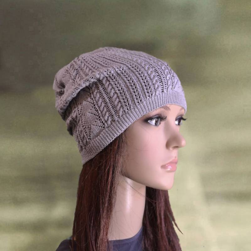Graue Spitze Strickbeanie Frühlings-Sommer-Mütze von AccessoryArty