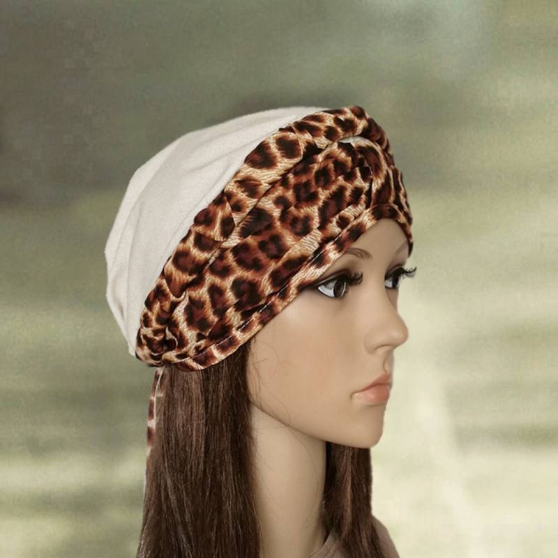 Sommer Leinen Turban Leopard Muster Bandana Sonnenhut von AccessoryArty