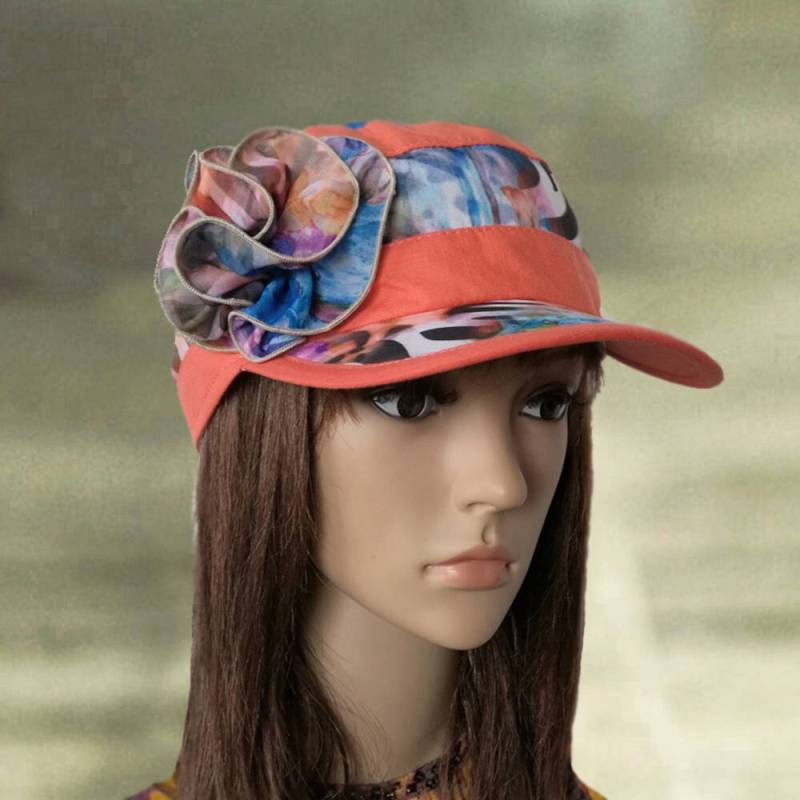 Sommer-Sonnenhut Aus Leinenmischung Sonnenkappe Mit Blumenakzenten von AccessoryArty